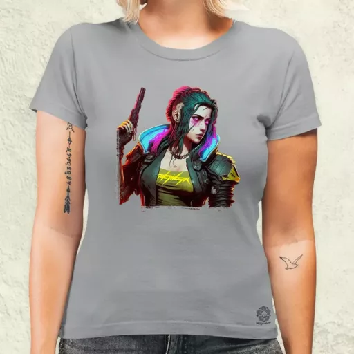 Cyberpunk nő fanart női póló
