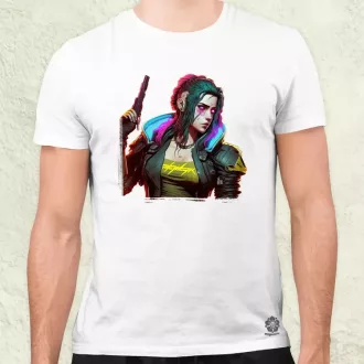 Cyberpunk nő fanart férfi póló