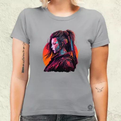Cyberpunk női szamuráj v2 női póló