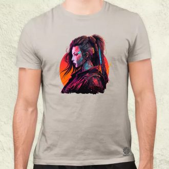 Cyberpunk női szamuráj v2 férfi póló