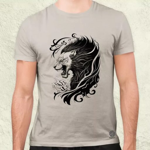 Vintage japán oroszlán tetoválás v1 férfi póló