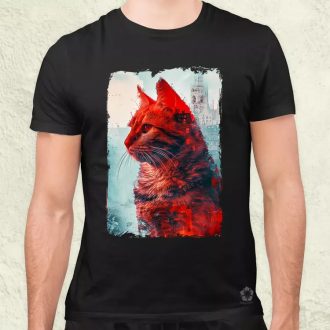 Vörös cica BP v6 férfi póló