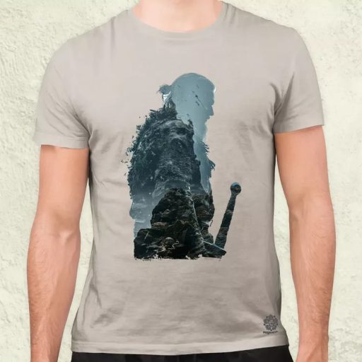 Dupla expozíció harcos viking v6 férfi póló