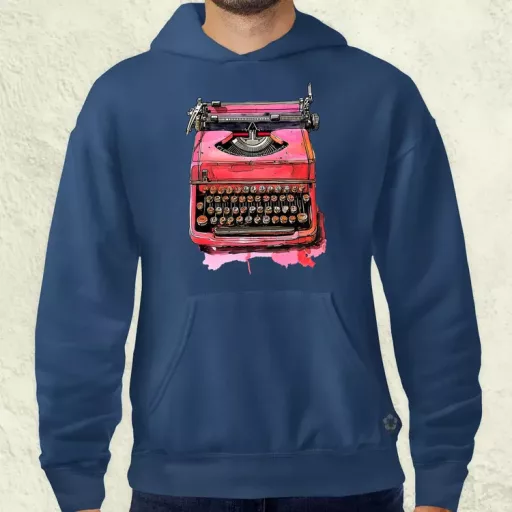 Vintage pink írógép férfi pulóver