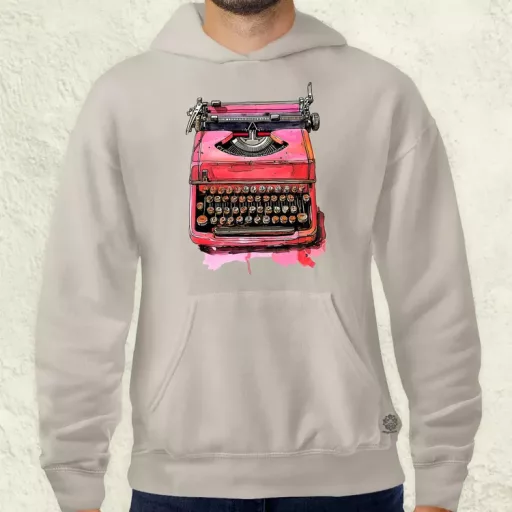 Vintage pink írógép férfi pulóver