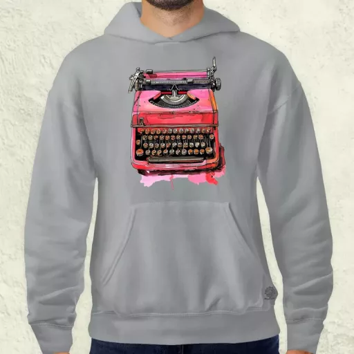 Vintage pink írógép férfi pulóver