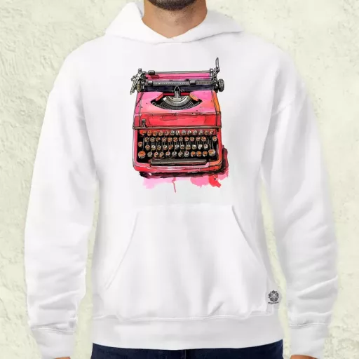 Vintage pink írógép férfi pulóver