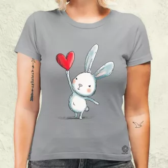 Nyuszi szíves lufival v2 női póló