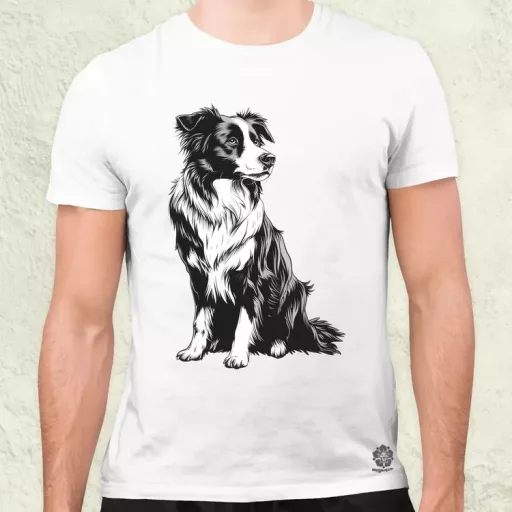 Border collie rajz v8 férfi póló