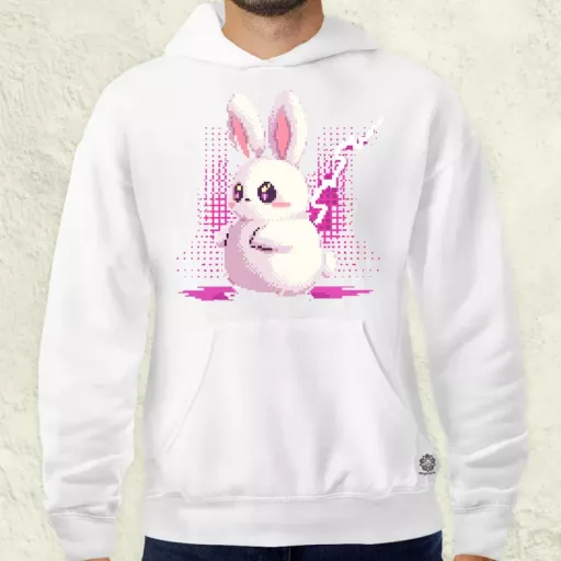 Pixelart kawaii nyuszi v2 férfi pulóver