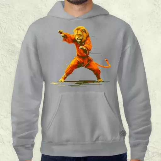 Pixelart kung fu oroszlán v1 férfi pulóver