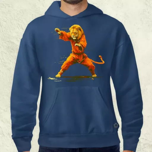Pixelart kung fu oroszlán v1 férfi pulóver