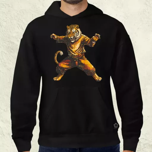 Pixelart kung fu tigris v1 férfi pulóver