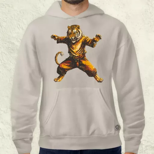 Pixelart kung fu tigris v1 férfi pulóver