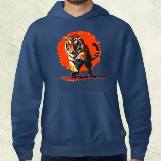 Pixelart kung fu tigris v2 férfi pulóver