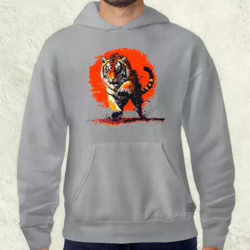 Pixelart kung fu tigris v2 férfi pulóver