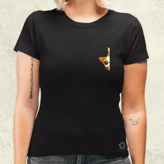 Macska kukucskál zseb v1 női póló