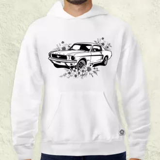Mustang és virágok rajz v2 férfi pulóver