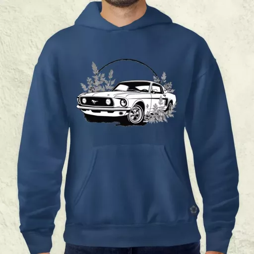 Mustang és virágok rajz v5 férfi pulóver
