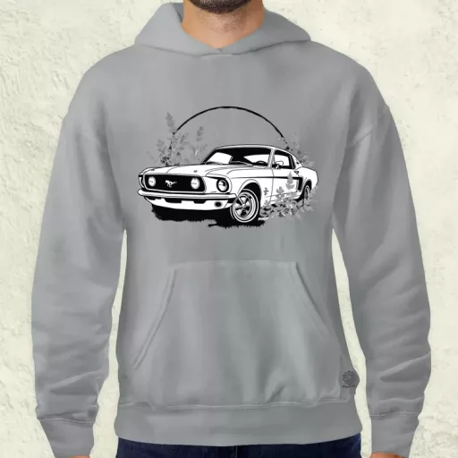 Mustang és virágok rajz v5 férfi pulóver