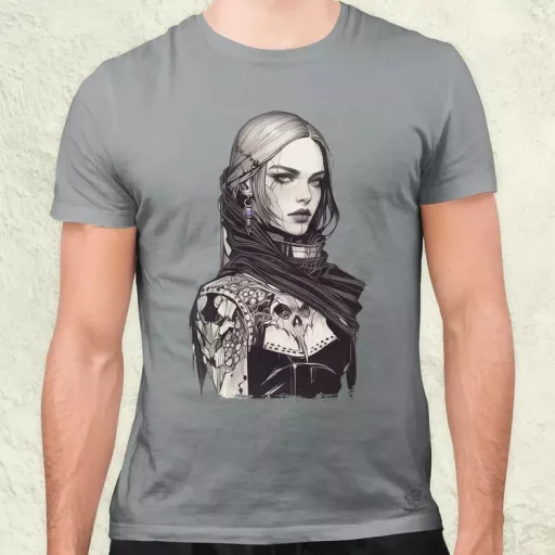 Dark cyberpunk portré v12 férfi póló