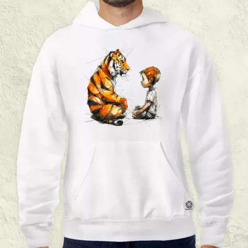 Tigris és gyerek rajz férfi pulóver