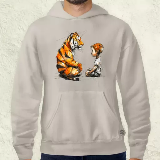 Tigris és gyerek rajz férfi pulóver