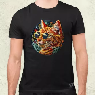 Hímzett macska v2 férfi póló