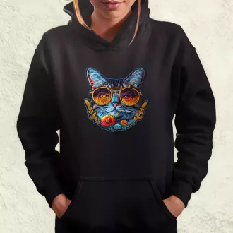 Hímzett macska v3 női pulóver