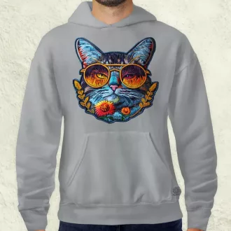 Hímzett macska v3 férfi pulóver