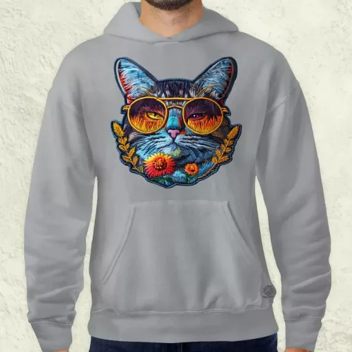 Hímzett macska v3 férfi pulóver