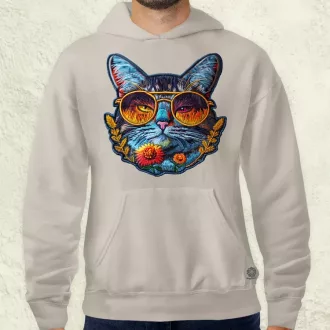Hímzett macska v3 férfi pulóver