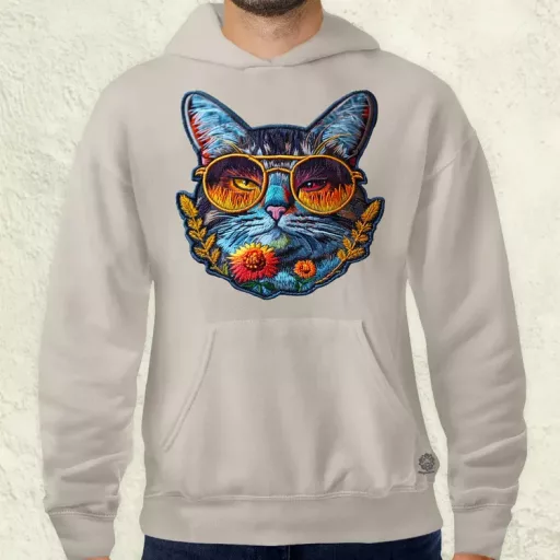 Hímzett macska v3 férfi pulóver