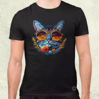 Hímzett macska v3 férfi póló