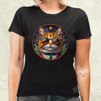 Hímzett macska v4 női póló