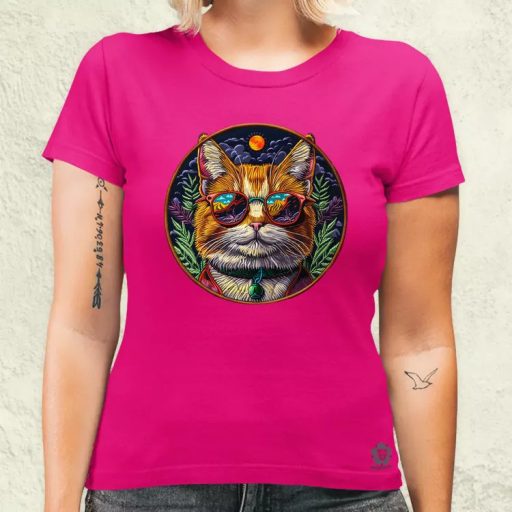 Hímzett macska v4 női póló