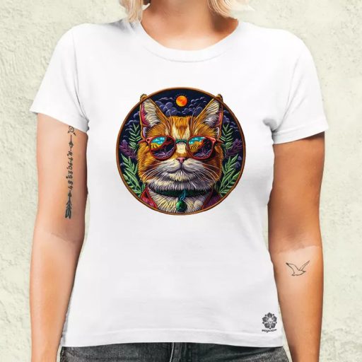 Hímzett macska v4 női póló