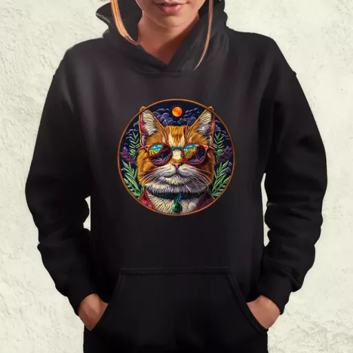 Hímzett macska v4 női pulóver