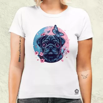 Mopsz és pillangó v1 női póló