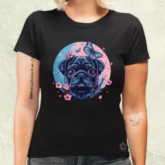 Mopsz és pillangó v1 női póló