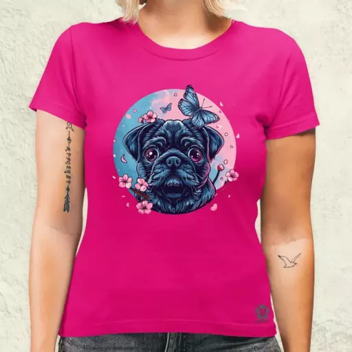 Mopsz és pillangó v1 női póló