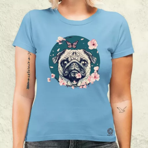Mopsz és pillangó v2 női póló