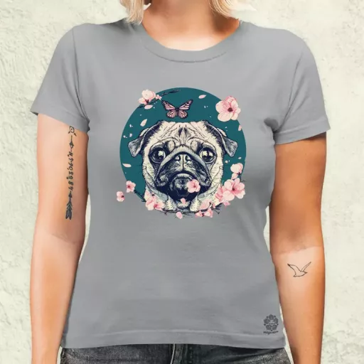Mopsz és pillangó v2 női póló