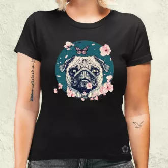 Mopsz és pillangó v2 női póló