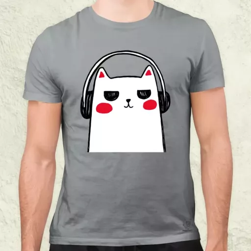 Cica zenét hallgat v1 férfi póló