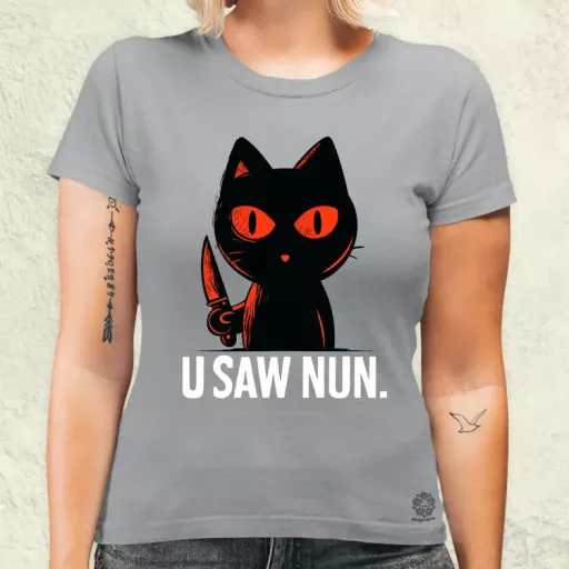 U saw nun fekete női póló