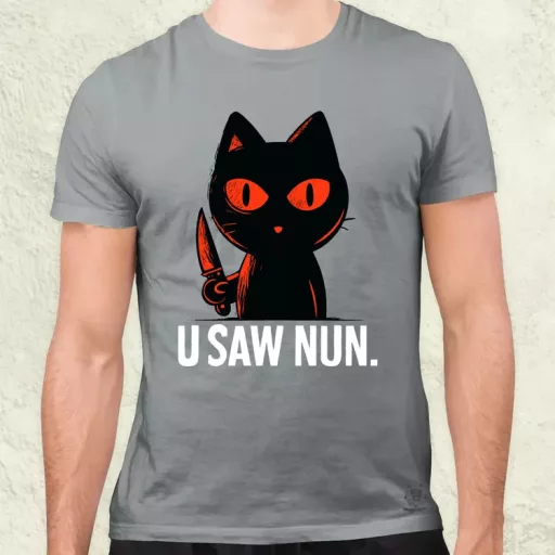 U saw nun fekete férfi póló