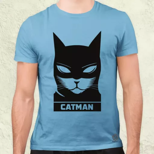 Catman fekete férfi póló