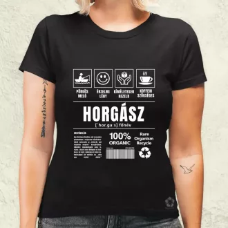 Horgász összetevői fehér női póló
