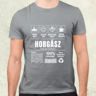 Horgász összetevői fehér férfi póló